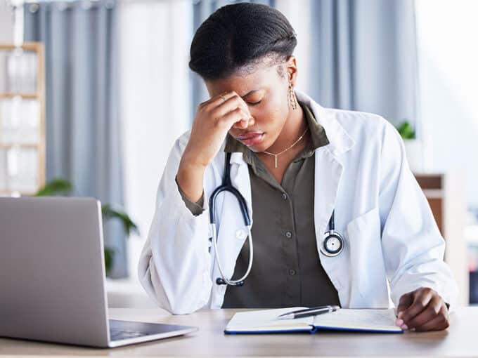 Frustrated health care professional