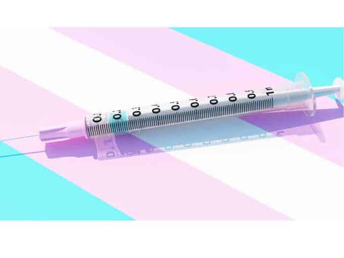 Transgender flag and syringe